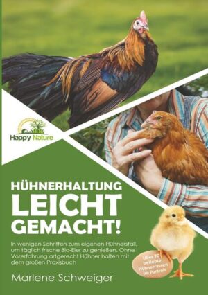 Honighäuschen (Bonn) - Das glückliche Huhn im eigenen Garten! Sie möchten sich gerne mit frischen Bio-Eiern selbstversorgen? Und dabei ohne Massentierhaltung die Hühner artgerecht halten? Mit diesem Buch können Sie sich diesen Wunsch nun ganz leicht selbst erfüllen. Denn es vermittelt Ihnen das grundlegende Wissen der privaten Hühnerhaltung. Dabei geht es auch um Fragen wie:  Darf eigentlich jeder Hühner halten?  Wie viel Arbeit macht ein Huhn?  Was braucht Ihr Huhn im Garten, um glücklich zu sein?  Welche Rasse passt am besten zu Ihnen?  Worauf sollten Sie beim Kauf achten?  Und wussten Sie schon, wie genau ein Ei entsteht? Um die besten Antworten zu finden, hat die Autorin viel von ihren eigenen Erfahrungen mit Hühnern eingebracht, aber auch mit erfahrenen Huhnbesitzern gesprochen, Interviews mit Experten geführt, offizielle Stellen befragt und natürlich auch empfehlenswerte Fachliteratur gelesen. Die Informationen sind auf unterhaltsame Art und Weise zusammengestellt, mit vielen kleinen Anekdoten, hilfreichen Tabellen und Grafiken. Das Buch beinhaltet:  eine kleine Checkliste für werdende Hühnerhalter  alles über eine artgerechte Tierhaltung  detaillierte Tipps zum Stallbau und zur Einrichtung  Grundlegendes über den Auslauf und dessen Bepflanzung  die Zusammensetzung des Futters  die Physiologie eines gesunden Huhnes  das kranke Huhn, Symptome, Seuchen und Maßnahmen  das Brutei, das Brüten und die Zucht von Hühnern  Portraits von mehr als 70 anerkannten Rassen  Expertentipps zum Kauf von Hühnern  Wissenswertes zu Transport und Eingewöhnung  Bonus: Das Leben mit Hühnern vor 50 Jahren Kompakt und übersichtlich finden Sie auf diesen Seiten alles, was Sie über Hühner wissen müssen. Ein Buch, das bereits beim Lesen Freude macht und auch die Freude über das Leben mit Hühnern mit Ihnen teilen möchte. Lassen Sie sich für die private Hühnerhaltung begeistern! Lernen Sie diese anspruchslosen und zugleich so zutraulichen und fleißigen Nutztiere kennen und lieben. Ja, es stimmt: Die Verantwortung für ein Tier ist auch eine Aufgabe. Doch mit diesem Buch gelingt Ihnen diese Aufgabe spielend leicht. Ein Gewinn für Sie selbst. Und für Ihr Huhn. Kaufen Sie jetzt das umfassende Praxisbuch!