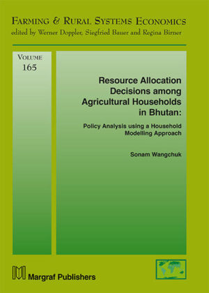 Honighäuschen (Bonn) - Agricultural Policies in developing countries, especially in Bhutan is constrained by lack of evidence based policy decision making research tools. This book focuses on the resource allocation decisions of Agricultural households in Bhutan modelled through a non-separable household model approach which is solved using the General Algebraic Modelling System (GAMS) solver. In Bhutan, the farms are increasingly coming into conflict with wild life. Agriculture production in Bhutan is constraint by high input costs and the agriculture product losses to wild animals are very high. The farmers face the dilemma of losing a major part of their agricultural produce to the wild animals. As a result, the farmers have increasingly left their farms fallow. Rural to urban migration is increasing and the domestic food production is not able to meet the countrys demand. The country imports more than 80% of its food requirements from the neighbouring countries, which is vulnerable to compromising on food security, food quality and food safety. This study simulates the resource allocation behaviour of the agricultural households in response to the choice of various agricultural policies. The results suggest that the households motivation to increase production can be achieved through favourable incentive schemes. A single policy may have different impacts among the households located in different regions.