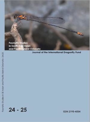 Honighäuschen (Bonn) - Faunistic Studies in SE Asian and Pacific Island Odonata 24, pages 1-22 Rory A. Dow, Andreas Dwi Advento, Edgar C. Turner, JeanPierre Caliman, William A. Foster, Mohammad Naim, Jake L. Snaddon & Sudharto Ps: Odonata from the BEFTA Project area, Riau Province, Sumatra, Indonesia. Faunistic Studies in SE Asian and Pacific Island Odonata 25, pages 1-73 Malte Seehausen, Rui Miguel da Silva Pinto, Colin Richard Trainor & Jafet Potenzo Lopes: Further records of Odonata from Timor Island, with the first photographs of living Nososticta impercepta (Odonata: Platycnemididae) and additional records from Rote and Romang Islands.
