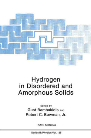 Honighäuschen (Bonn) - This is the second volume in the NATO ASI series dealing with the topic of hydrogen in solids. The first (V. B76, Metal Hydrides) appeared five years ago and focussed primarily on crystalline phases of hydrided metallic systems. In the intervening period, the amorphous solid state has become an area of intense research activity, encompassing both metallic and non-metallic, e.g. semiconducting, systems. At the same time the problem of storage of hydrogen, which motivated the first ASI, continues to be important. In the case of metallic systems, there were early indications that metallic glasses and disordered alloys may be more corrosion resistant, less susceptible to embrittlement by hydrogen and have a higher hydrogen mobility than ordered metals or intermetallics. All of these properties are desirable for hydrogen storage. Subsequent research has shown that thermodynamic instability is a severe problem in many amorphous metal hydrides. The present ASI has provided an appropriate forum to focus on these issues.