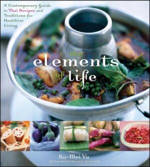 Discover the Thai approach to food and wellness-and use nature's elements to eat for optimum health, beauty, and spiritual well-being The traditional Thai philosophy of diet and health involves eating meals planned around your "home element"-earth, water, wind, or fire-as well as the weather, time of day, and other factors. In this book, award-winning author Su-Mei Yu explains this age-old philosophy and gives you information and recipes to help you prepare meals that will promote better physical, spiritual, and emotional health. She describes the personal characteristics related to the each of the four home elements, as well as the tastes, flavors, aromas, and natural ingredients best suited to them. She shows you how to identify your home element and eat foods that accommodate it through different times of the year and different times of the day. Beauty treatments geared to your home element will help you to relax, rejuvenate, and feel renewed. This beautifully designed book * Includes an interactive wheel that helps you calculate your elemental sign * Explains how to plan meals appropriate to your home element * Offers tempting recipes for every home element, season, and time of day * Shares dishes with a delicious variety of ingredients and flavors, from Cold Soba Noodles to Stir-Fried Chicken or Port with Watermelon Rind * Contains beauty, mind, and spirit sections with recipes for face masks, hair treatments, and massage oils based on each home element * Features more than 120 full-color photographs of finished dishes and life in Thailand Written by the IACP Award-winning author of Cracking the Coconut and Asian Grilling, the simple, inspiring recipes and straightforward, easy-to-follow advice found in The Elements of Life will inspire you to live according to the elements and follow a traditional path to health, beauty, longevity, and inner peace.