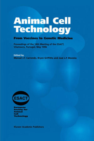 Honighäuschen (Bonn) - Animal cell technology has undergone a rapid transformation over the last decade from a research tool and highly specialised technology to a central resource for innovation in pharmaceutical research and development. These proceedings of the 14th Meeting of the European Society for Animal Cell Technology (Vilamoura, Portugal, May 1996) bring up to date the historical perspective of animal cell technology for the benefit of society, `From Vaccines to Genetic Medicine', and will charter this vital technology for the years to come. Strong contributions are grouped in the traditional ESACT areas of 'Cell and Physiology Engineering' dealing with cell state, including genetics, and its environment, and 'Animal Cell Process Engineering' covering integration of bioreaction with bioseparation coupled with on-line monitoring to improve protein production and consistency. Extensive coverage of metabolic engineering on synthesis, folding, assembly, transiting and secretion is dealt with in the session on 'Recombinant Proteins: Biosynthesis and Bioprocessing'. Two traditional but expanding areas of animal cell technology relevance are highlighted in the broad sessions of 'Animal Cells as Tools for Discovery and Testing' and 'Animal Cell Vaccines: Present and Future'. Two sessions finally cover the more recent domains of animal cell technology work - 'Tissue Engineering and Biomedical Devices' and 'Cells and Vectors for Genetic Medicine' - where one can foresee a very bright future.