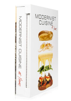 Slipcase, harcover book with ribbon markers, plus a durable, spiral-bound, waterproof kitchen manual. Just as French Impressionists upended centuries of tradition, Modernist cuisine has in recent years blown through the boundaries of the culinary arts. Borrowing techniques from the laboratory, pioneering chefs at world-renowned restaurants such as elBulli, The Fat Duck, Alinea, and wd~50 have incorporated a deeper understanding of science and technology into their culinary art. Nathan Myhrvold and his 20-person team at The Cooking Lab have achieved astounding new flavors and textures by using tools such as water baths, homogenizers, and centrifuges, and ingredients such as hydrocolloids, emulsifiers, and enzymes. The team has created a series of reference titles that reveal science-inspired techniques for preparing and photographing food that ranges from the otherworldly to the sublime. Modernist Cuisine: The Art and Science of Cooking, Modernist Cuisine at Home, and The Photography of Modernist Cuisine are works destined to reinvent cooking.