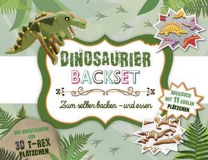 Das coole Dinosaurier Backset - Mit Ausstechern für 3D T-Rex Plätzchen - Backbuch mit 12 tollen Plätzchen-Rezepten (48 Seiten, Softcover, 17,5 x 14 cm) - In dinostarker Geschenkbox mit Magnetverschluß Zutaten abwiegen, Teig kneten, lustige Figuren ausstechen, die fertigen Plätzchen schön verzieren und natürlich essen – das macht allen Kindern Spaß. Das Dinosaurier–Backset enthält kinderleichte Rezepte und einen tollen 3D T-Rex-Ausstecher für kleine Bäcker. Das ultimative Geschenk für alle Dino-Fans.