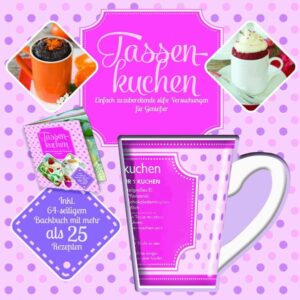 Backen Sie mithilfe dieser besonderen Geschenkbox köstliche Tassenkuchen! Beeindrucken Sie Ihre Freunde und Familie mit diesem neuen Trend, der alle Hobby-Bäcker begeistert: Schnell und einfach zu zubereitende Kuchen aus der Tasse! Dieses Set enthält eine ofenfeste Tasse und 64-seitiges Bankbuch, damit der Backspaß sofort loslegen kann!