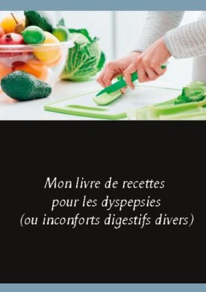 Vous souffrez d'inconforts digestifs (ou dyspepsies) ? Ce livre de recettes vierge, élaboré par Cédric MENARD diététicien-nutritionniste, sera pour vous le compagnon idéal ! En effet, toutes vos créations culinaires, adaptées à vos dyspepsies, pourront lui être confiées et donc, très faciles à cuisiner à nouveau et à volonté. Comme tout livre de recettes personnalisées, il deviendra très rapidement un compagnon diététique précieux. De nombreux conseils nutritionnels, parfaitement adaptés à vos dyspepsies, vous seront proposés, ainsi, tout en prenant la plume, vous apprendrez très rapidement à mieux maîtriser votre alimentation imposée par vos inconforts digestifs