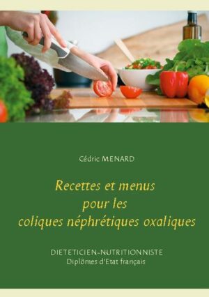 Cet ouvrage est dédié à toutes les personnes souffrant de coliques néphrétiques d'origine oxalique, et il offre aux détenteurs de l'ouvrage du même auteur : " Quelle alimentation pour les coliques néphrétiques oxaliques ? " un ouvrage totalement complémentaire. De nombreuses recettes vont sont proposées, toutes très simples à mettre en pratique, vous permettant ainsi de mieux gérer votre alimentation spécifique associée à vos coliques néphrétiques. Le but de cet ouvrage étant de vous permettre d'apprendre très rapidement à ajuster parfaitement toutes vos recettes traditionnelles, et lutter ainsi efficacement contre votre lithiase en toute quiétude. L'auteur vous propose également un mois de menus totalement inédits, idéalement adaptés à vos coliques néphrétiques oxaliques, complétant ainsi votre apprentissage nutritionnel.