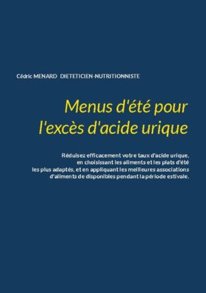 Cet ouvrage est dédié à toutes les personnes souffrant d'excès d'acide urique et il offre aux détenteurs des ouvrages du même auteur : « Quelle alimentation pour l'excès d'acide urique ? » et « Recettes et menus pour l'excès d'acide urique » un ouvrage parfaitement complémentaire. L'auteur vous propose trois mois de menus spécifiquement adaptés à votre hyperuricémie, tous très simples à mettre en pratique grâce à des plats, des légumes et des fruits d'été vous étant proposés, vous permettant ainsi de mieux adapter votre alimentation à votre pathologie. Un ouvrage diététique de référence pour celles et ceux qui souhaitent éviter de futures crises de goutte et/ou de coliques néphrétiques uriques grâce à leur alimentation !