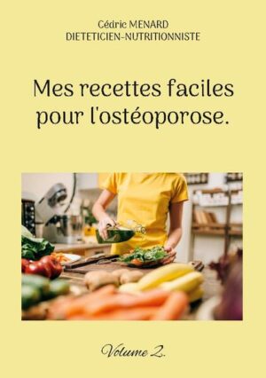 Cet ouvrage est dédié à toutes les personnes souffrant d'ostéoporose, et il offre aux détenteurs de l'ouvrage du même auteur : " Quelle alimentation pour l'ostéoporose ? " un ouvrage complémentaire. De nombreuses recettes à base de poisson, de viande, de légume vert, de féculent, ainsi que des desserts gourmands, vous sont proposés, toutes et tous plus faciles les uns que les autres à élaborer, vous permettant ainsi de mieux gérer l'alimentation spécifique que l'ostéoporose nécessite. Deux semaines de menus adaptés et totalement inédits, incluant les recettes proposées au sein de l'ouvrage, vous sont également proposées.