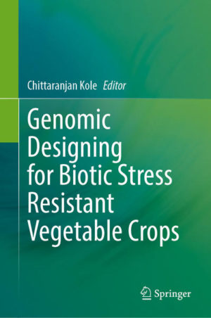 Honighäuschen (Bonn) - Biotic stresses cause yield loss of 31-42% in crops in addition to 6-20% during post-harvest stage. Understanding interaction of crop plants to the biotic stresses caused by insects, bacteria, fungi, viruses, and oomycetes, etc. is important to develop resistant crop varieties. Knowledge on the advanced genetic and genomic crop improvement strategies including molecular breeding, transgenics, genomics-assisted breeding and the recently emerging genome editing for developing resistant varieties in vegetable crops is imperative for addressing FPNEE (food, health, nutrition. energy and environment) security. Whole genome sequencing of these crops followed by genotyping-by-sequencing have facilitated precise information about the genes conferring resistance useful for gene discovery, allele mining and shuttle breeding which in turn opened up the scope for 'designing' crop genomes with resistance to biotic stresses.The nine chapters each dedicated to a vegetable crop or crop-group in this volume will deliberate on different types of biotic stress agents and their effects on and interaction with crop plants