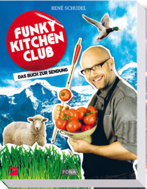 René Schudels kulinarische Abenteuer in Buchform Der sympathische Food-Jäger und Küchenwirbler René Schudel begeistert wöchentlich mit Funky Kitchen Club 100'000 Zuschauer. Auf seinen Fahrten kreuz und quer durch den 'Alpinen Garten' entdeckt er so lauter Dinge, die Geniesser freuen. Nun ist sein Kochbuch da! Ein auffallend schönes, kompaktes Kochbuch, eigenwillig wie René Schudels Sendung, mit heraustrennbaren Einkaufslisten zu den Rezepten. René Schudel erzählt darin von seinen Kochabenteuern und von aussergewöhnlichen Menschen, die gute Dinge produzieren. Es enthält rund 60 Rezepte. Alle Bilder und Rezepte stammen aus René Schudels Sendung Funky Kitchen Club auf ProSieben. Für das Buch sind sie mit Texten ergänzt und zu einem Geschichtenbuch verwoben worden. So ist eine Art Album entstanden mit persönlichen Erinnerungen und den dazugehörigen Speisen. Wie immer im Funky Kitchen Club geht es ums Kochen und Essen als gesellschaftliches Ereignis. Auf Hochglanzbilder wurde bewusst verzichtet. Schudel: „Mein Buch ist ein Arbeitswerkzeug. Man kann es aufschlagen, herumbiegen, brauchen. Und es passt in jede Schublade. Man kann drei kaufen, eins für den Camper, eins für zu Hause und eins fürs Ferienhaus. Oder eins verschenken.“ Aus dem Inhalt Aus dem Vorwort: „. Mit Zutaten zu kochen, die schlicht für sich umwerfend sind, ist wirklich keine Zauberei. Das geht praktisch von alleine. Bleibt höchstens, eine gestrichene Tasse Vertrauen beizugeben und das Ganze mit viel Freude abzuschmecken. Mit einer solchen 'Rezeptur' kann in der Küche nichts mehr schief gehen. Mein grösster Wunsch ist, ein bisschen von diesem Lebensgefühl und der Freude am Kochen zu vermitteln.“ René Schudel Rezeptbeispiele: Tarte Tatin mit Whisky-Sauerrahmeinlage Mohans Burota-Pfanne Spargel-Schnecken Big Apple-Kabissalat Sportlermüesli mit Smoothie Caesar Salad mit Crispy-Shrimps und Guacamole-Tostadas Basics: Einfache Grundbausteine zum Kombinieren Indian Chicken-Curry Burgenländischer Sautanz Munder Safransuppe Bündner Carbonara-Pizokel Kürbis-Kokos-Suppe im 'Büürli' mit Hackfleischspiess u.v.m.