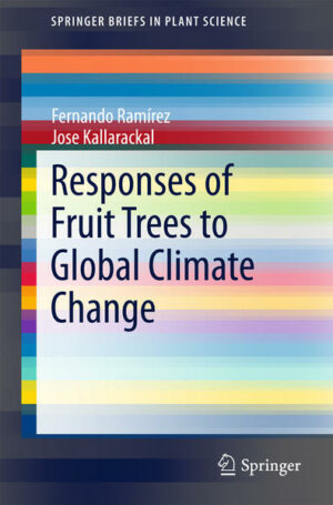 Global climate change is expected to produce increased carbon dioxide levels in the atmosphere, higher temperatures, aberrant precipitation patterns and a host of other climatic changes that would affect all life on this planet. This review article addresses the impact of climate change on fruit trees and the response of the trees to a changing environment. The response of fruit trees to increasing carbon dioxide levels, phenological changes occurring in the trees themselves due to increased temperature and the lower chilling hours especially in the temperate regions, ecophysiological adaptations of the trees to the changing climate, impact of aberrant precipitation, etc. are reviewed. There is very little data on the impact of rising CO2 levels on fruit tree performance or productivity including the temperate region. Based on a large number of observations on the phenology, there is reason to believe that the flowering and fruiting of most species have advanced by quite a few days, but with variations in different crops and on different continents. The chilling hours have also grown shorter in many regions, causing considerable reductions in yield for several species. In the tropics, there is very little work on fruit trees