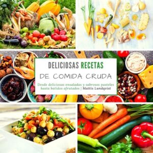 54 deliciosas ideas de comida cruda para cada día. Desde los donuts de comida cruda con glaseado de naranja y jengibre hasta el helado de plátano, arce y nueces... siempre una delicia perfectamente formada. 54x deliciosas ideas de alimentos crudos.... ¿Qué tal unos albaricoques rellenos con anacardos chevre? ¿Quieres una ensalada de rúcula y guisantes? ¿Busca ideas de postres deliciosos? ¿Debería ser un refrescante batido de fresas y coco o una ensalada de verduras crudas con aguacate, maíz y judías? ...o simplemente unas galletas de chocolate para los apasionados de la merienda? Empieza ya y conjura deliciosos platos con verduras crudas.