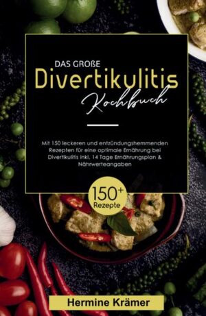 Mit dem speziell auf Divertikulitis ausgerichteten Kochbuch erhalten Sie die Schlüssel zur wirksamen Behandlung Ihrer Darmbeschwerden und zur Steigerung Ihres Wohlbefindens im Alltag. Sind Sie es leid, Magenbeschwerden, Durchfall und Verstopfungen zu ertragen? Haben Sie Schwierigkeiten, Einladungen zum Abendessen anzunehmen, weil Sie befürchten, dass die falschen Lebensmittel Blähungen und Magenschmerzen verursachen könnten? Wenn die tägliche Auseinandersetzung mit Ihrer Darmkrankheit Divertikulitis Sie an Ihre psychischen Grenzen bringt, dann ist dieses Kochbuch genau das, was Sie brauchen. Hermine Krämer, eine Expertin auf dem Gebiet der entzündungshemmenden Ernährung, führt Sie durch eine Welt der Lebensmittel, die speziell dafür ausgewählt wurden, Beschwerden wie Schmerzen im linken Unterbauch, Fieber und Krämpfe, die mit Divertikulitis einhergehen, zu lindern. Sie erhalten eine detaillierte Übersicht über geeignete Lebensmittel, um Fehlentscheidungen bei Ihrer Ernährung zu vermeiden. Dieses Buch bietet 150 Rezepte aus verschiedenen Kategorien, alle mit Nährwertangaben und Zubereitungszeiten versehen, um die Zubereitung auch bei einem stressigen Arbeitsalltag einfach zu gestalten. Diese Gerichte sind nicht nur gesund, sondern auch so konzipiert, dass sie leicht mit zur Arbeit genommen werden können, um sicherzustellen, dass Sie sich auch unterwegs entzündungshemmend ernähren. Ein persönlich abgestimmter Einkaufszettel, basierend auf Ihrer Rezeptauswahl, hilft Ihnen, effizient und zielgerichtet einzukaufen. Als besonderen Bonus enthält das Buch einen exklusiven 14-Tage-Ernährungsplan, entwickelt von Hermine Krämer. Dieser Plan ist in Frühstück, Mittagessen, Abendessen und sogar leckere Desserts für jeden Tag gegliedert, sodass Sie zu jeder Tageszeit mit einem schmackhaften und entzündungshemmenden Gericht versorgt sind. Entdecken Sie mit "Divertikulitis - der Ernährungsweg zur Linderung" eine umfassende Lösung, um Ihre Darmgesundheit effektiv zu fördern und ein beschwerdefreies Leben zu genießen.