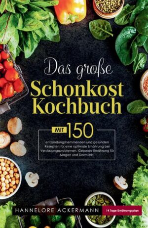 Das große Kochbuch mit 150 entzündungshemmenden und leckeren Rezepten ist Ihr ultimativer Wegweiser für eine natürliche Linderung von Magen-Darm-Problemen. Autorin Hannelore Ackermann versteht die Herausforderungen, die Verdauungsbeschwerden wie Blähungen, Sodbrennen, Gastritis und Völlegefühl mit sich bringen. Deshalb bietet dieses Buch nicht nur köstliche Rezepte, sondern auch praktische Tipps und einen umfassenden Ernährungsratgeber. Sie fragen sich, welche Lebensmittel Ihre Beschwerden verschlimmern? Dieses Buch liefert Antworten. Mit einer detaillierten Tabelle geeigneter Lebensmittel vermeiden Sie zukünftige Fehlgriffe bei Ihrer Essensauswahl. Der enthaltene 14-Tage-Anti-Entzündungsplan erleichtert Ihnen den Einstieg in die entzündungshemmende Ernährung, unterstützt von Gerichten, die sich leicht für die Arbeit vorbereiten lassen. Neben der Linderung körperlicher Beschwerden berücksichtigt das Buch auch die psychische Belastung, die Verdauungsprobleme mit sich bringen können. Es nimmt Ihnen die Sorge, bei sozialen Anlässen das falsche zu essen und unterstützt Sie dabei, wieder voll am gesellschaftlichen Leben teilzunehmen. Die 150 Rezepte in verschiedenen Kategorien sind einfach und schnell zuzubereiten - ideal für einen stressigen Alltag. Mit Nährwertangaben und Zubereitungszeiten ausgestattet, unterstützt Sie das Buch bei einer gesunden und ausgewogenen Ernährung. Der Bonus? Ein exklusiver 14-Tage-Ernährungsplan von Hannelore Ackermann, aufgeteilt in Frühstück, Mittag- und Abendessen, um sicherzustellen, dass Sie zu jeder Tageszeit gut versorgt sind. Dieses Buch ist mehr als nur ein Kochbuch - es ist ein umfassender Begleiter auf Ihrem Weg zu besserer Verdauungsgesundheit und einem erfüllteren Leben.