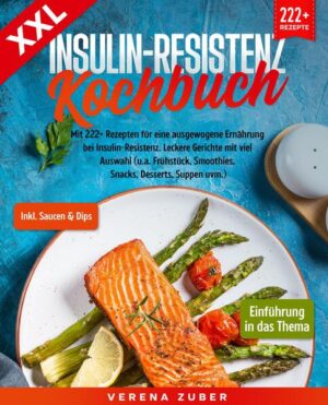 Dieses Insulin-Resistenz-Kochbuch ist voll von köstlichen, leicht zuzubereitenden Rezepten! Mit über 220+ Rezepten zur Auswahl, finden Sie in diesem Kochbuch bestimmt das, wonach Sie suchen... Viele Faktoren tragen zur Insulinresistenz bei… Eine mögliche Ursache ist ein erhöhter Gehalt an freien Fettsäuren im Blut, der dazu führen kann, dass die Zellen nicht mehr richtig auf Insulin reagieren. Die Hauptursachen für erhöhte freie Fettsäuren sind die Aufnahme von zu vielen Kalorien und das Vorhandensein von überschüssigem Körperfett. Übermäßiges Essen, Gewichtszunahme und Fettleibigkeit stehen in engem Zusammenhang mit Insulinresistenz. Viszerales Fett, das schädliche Bauchfett, das sich um Ihre Organe herum ansammeln kann, kann viele freie Fettsäuren in Ihr Blut freisetzen, ebenso wie Entzündungshormone, die die Insulinresistenz fördern. Obwohl die Insulinresistenz häufiger bei Menschen mit Übergewicht oder Fettleibigkeit auftritt, kann sie jeder entwickeln. Andere mögliche Ursachen für Insulinresistenz sind: - Übermäßiger Fruktosekonsum: Eine hohe Aufnahme von Fruktose - aus zugesetztem Zucker, nicht aus Obst - wird mit Insulinresistenz in Verbindung gebracht. - Chronische Entzündungen: Erhöhter oxidativer Stress und Entzündungen in Ihrem Körper können zu diesem Zustand führen. - Inaktivität: Körperliche Aktivität erhöht die Insulinempfindlichkeit, während Inaktivität zu einer Insulinresistenz beitragen kann. - Probleme mit der Darmmikrobiota: Es gibt Hinweise darauf, dass eine Störung des bakteriellen Milieus im Darm Entzündungen verursachen kann, die die Insulinresistenz und andere Stoffwechselprobleme verschlimmern können. Hier einige Tipps… - Sport treiben: Körperliche Aktivität ist möglicherweise die einfachste Möglichkeit, die Insulinempfindlichkeit zu verbessern. Ihre Wirkung tritt fast sofort ein. - Bauchfett verlieren: Es ist wichtig, das Fett, das sich um die Hauptorgane herum ansammelt, durch Bewegung und andere Methoden zu bekämpfen. - Versuchen Sie, mit dem Rauchen aufzuhören, falls Sie das tun: Rauchen kann eine Insulinresistenz verursachen, und der Rauchstopp sollte helfen. - Reduzieren Sie den Zuckerkonsum: Versuchen Sie, die Aufnahme von zugesetztem Zucker zu reduzieren, insbesondere von mit Zucker gesüßten Getränken. (mehr Informationen finden Sie im Buch)