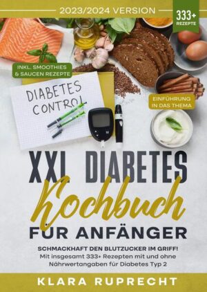 Dieses Diabetes-Kochbuch ist voll von köstlichen, leicht zuzubereitenden Rezepten! Mit über 333+ Rezepten zur Auswahl, finden Sie in diesem Kochbuch bestimmt das, wonach Sie suchen... Was versteht man unter Diabetes? Diabetes ist eine chronische (lang andauernde) Erkrankung, die sich darauf auswirkt, wie Ihr Körper Nahrung in Energie umwandelt. Der Körper zerlegt die meisten Lebensmittel, die Sie essen, in Zucker (Glukose) und gibt ihn in den Blutkreislauf ab. Wenn der Blutzucker ansteigt, gibt die Bauchspeicheldrüse das Signal, Insulin auszuschütten. Insulin wirkt wie ein Schlüssel, mit dem der Blutzucker in die Körperzellen gelangt und dort als Energie genutzt wird. Bei Diabetes stellt Ihr Körper nicht genug Insulin her oder kann es nicht so gut nutzen, wie es sollte. Wenn nicht genügend Insulin vorhanden ist oder die Zellen nicht mehr auf das Insulin ansprechen, bleibt zu viel Blutzucker in Ihrem Blutkreislauf. Mit der Zeit kann dies zu ernsthaften Gesundheitsproblemen wie Herzerkrankungen, Sehstörungen und Nierenerkrankungen führen. Mythen und Fakten über Diabetes und Ernährung Mythos: Sie müssen Zucker um jeden Preis vermeiden. Tatsache: Sie können Ihre Lieblingsspeisen genießen, solange Sie richtig planen und versteckten Zucker einschränken. Nachtisch muss nicht tabu sein, solange er Teil eines gesunden Speiseplans ist. Mythos: Man muss die Kohlenhydrate stark einschränken. Tatsache: Die Art der Kohlenhydrate, die Sie essen, und die Portionsgröße sind entscheidend. Konzentrieren Sie sich auf Vollkornkohlenhydrate anstelle von stärkehaltigen Kohlenhydraten, da diese reich an Ballaststoffen sind und langsam verdaut werden, wodurch der Blutzuckerspiegel ausgeglichener bleibt. Mythos: Sie brauchen spezielle Diabetiker-Mahlzeiten. Tatsache: Die Grundsätze einer gesunden Ernährung sind die gleichen - unabhängig davon, ob Sie Diabetiker sind oder nicht. Teure Diabetiker-Lebensmittel bieten im Allgemeinen keinen besonderen Nutzen. (mehr Informationen finden Sie im Buch)