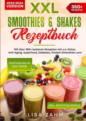 Dieses Smoothie-Kochbuch ist voll von köstlichen, leicht zuzubereitenden Rezepten! Mit über 350+ Rezepten zur Auswahl, finden Sie in diesem Kochbuch bestimmt das, wonach Sie suchen... Cremig, nährstoffreich, erfrischend - so sollte jeder Smoothie sein, oder? Smoothies sind super vielfältig, schnell zubereitet und man kann eine ganze Menge gesunder Zutaten einbauen. Aber wie fange ich an? Was muss rein? Wie stelle ich sicher, dass mein Smoothie nicht zu wässrig wird? Wie sollte das Verhältnis zwischen festen und flüssigen Zutaten sein? Dieser Ratgeber hilft Ihnen auf dem Weg zum perfekten Smoothie. Superfoods, Samen & Pulver Superfoods, Samen und Pulver eignen sich hervorragend, um Ihren Smoothie mit weiteren Antioxidantien und lebenswichtigen Nährstoffen anzureichern. Diese Zutaten verbessern auch den Geschmack und die Konsistenz des Smoothies. SUPERFOODS: Honig und Bienenpollen - Sowohl Bienenpollen als auch Honig sind starke „Superfoods“, die verschiedene Antioxidantien und Enzyme enthalten. Außerdem enthalten sie große Mengen an Proteinen, Mineralien und Vitaminen, die bei der Behandlung von Asthma, Arthritis, Allergien, Erkältungen und Grippe, Entzündungen, Verdauungsstörungen, Hautproblemen, Müdigkeit und Herz-Kreislauf-Problemen helfen können. Goji-Beeren - diese Beeren sind reich an Aminosäuren, Antioxidantien und einer Vielzahl von Vitaminen, die bei der Vorbeugung verschiedener Infektionen helfen, das Sehvermögen verbessern, die Hormonfunktionen regulieren und das Immunsystem stärken. Kokosnussöl - dieses Öl ist eine der besten Quellen für pflanzliche Fette, die den Stoffwechsel verbessern und bei der Gewichtsabnahme helfen. Acai-Beeren - diese Beeren sind vollgepackt mit pflanzlichem Eiweiß, Ballaststoffen und Antioxidantien, die zur Verbesserung von Fokus, Gedächtnis und Konzentration beitragen. Aloe Vera - das reine Gel der Aloe Vera hat zahlreiche gesundheitliche Vorteile. Es hilft bei der Linderung verschiedener Haut- und Haarprobleme, reduziert Entzündungen, verbessert die Verdauung, bekämpft Krebszellen, beugt Arteriosklerose vor, senkt den Cholesterinspiegel, reguliert den Blutzucker und bekämpft verschiedene Infektionskrankheiten. Häufige Fehler bei der Zubereitung Immer die gleichen Zutaten verwenden: Es ist wichtig, dass Sie die Zutaten für Ihren Smoothie wechseln, damit Sie es mit bestimmten Zutaten nicht übertreiben. Es ist wichtig, verschiedene Zutaten zu verwenden, die unterschiedliche Mineralien und Nährstoffe enthalten. Zu wenig pürieren: Beim Pürieren sollte ein Strudel zu sehen sein und keine Klumpen am Rand des Mixbechers. Die Dauer des Mixvorgangs hängt von der Stärke des Mixers und dem Rezept ab. Das Tolle an einem Smoothie ist, dass Sie mehr Flüssigkeit hinzufügen können, um die gewünschte Konsistenz zu erreichen. (mehr Informationen finden Sie im Buch)