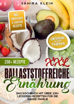 Dieses Kochbuch ist voll von köstlichen, leicht zuzubereitenden Rezepten! Mit über 230+ ballaststoffreichen Rezepten zur Auswahl, finden Sie in diesem Kochbuch bestimmt das, wonach Sie suchen... Ballaststoffe sind ein wichtiger Bestandteil jeder Ernährung. Wenn Sie mehr Ballaststoffe zu sich nehmen möchten, gibt es viele einfache Möglichkeiten, dies zu tun. Hier ist ein Rätsel: Was haben Hafer, Artischocken, Himbeeren und Bohnen gemeinsam? Abgesehen davon, dass sie ein köstlicher Bestandteil einer ausgewogenen Ernährung sind, enthalten sie alle eine Art von Kohlenhydraten, die als Ballaststoffe bekannt sind. Ballaststoffe, oder einfach nur Ballaststoffe, beschreiben die Art von Kohlenhydraten in Lebensmitteln, die unser Körper nicht verdauen kann. Ballaststoffe sind in einer Vielzahl von Obst, Gemüse, Getreide und Samen enthalten, und es gibt zwei Haupttypen: lösliche und unlösliche Ballaststoffe. Der Verzehr von Ballaststoffen ist eine der vielen Möglichkeiten, wie wir unseren Darm ernähren können, aber die Forschung hat gezeigt, dass eine ballaststoffreiche Ernährung noch mehr Vorteile bietet. Im Folgenden gehen wir auf einige dieser Vorteile ein und zeigen Ihnen, wie Sie mehr ballaststoffreiche Lebensmittel auf Ihren Teller und in Ihren Darm bringen können. Was sind Ballaststoffe? Ballaststoffe, umfassen die Teile pflanzlicher Lebensmittel, die der Körper nicht verdauen oder aufnehmen kann. Im Gegensatz zu anderen Nahrungsbestandteilen wie Fetten, Proteinen oder Kohlenhydraten - die der Körper aufspaltet und absorbiert - werden Ballaststoffe vom Körper nicht verdaut. Stattdessen passieren sie relativ unversehrt den Magen, den Dünn- und den Dickdarm und verlassen den Körper. Ballaststoffe werden üblicherweise in lösliche, die sich in Wasser auflösen, und unlösliche, die sich nicht auflösen, eingeteilt. - Lösliche Ballaststoffe. Diese Art von Ballaststoffen löst sich in Wasser auf und bildet ein gelartiges Material. Sie können zur Senkung des Cholesterin- und Blutzuckerspiegels beitragen. Lösliche Ballaststoffe sind in Hafer, Erbsen, Bohnen, Äpfeln, Zitrusfrüchten, Karotten, Gerste und Psyllium enthalten. - Unlösliche Ballaststoffe. Diese Art von Ballaststoffen fördert die Bewegung von Stoffen durch das Verdauungssystem und erhöht das Volumen des Stuhls, so dass sie für Menschen, die mit Verstopfung oder unregelmäßigem Stuhlgang zu kämpfen haben, von Nutzen sein können. Vollkornmehl, Weizenkleie, Nüsse, Bohnen und Gemüse, wie Blumenkohl, grüne Bohnen und Kartoffeln, sind gute Quellen für unlösliche Ballaststoffe. (mehr Informationen finden Sie im Buch)