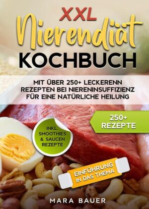 Dieses Nierendiät-Kochbuch ist voll von köstlichen, leicht zuzubereitenden Rezepten! Mit über 250+ Rezepten zur Auswahl, finden Sie in diesem Kochbuch bestimmt das, wonach Sie suchen... Wenn Sie an einer Nierenerkrankung leiden, ist es wichtig, darauf zu achten, was Sie essen und trinken, da Ihre Nieren Abfallprodukte nicht so gut ausscheiden können, wie sie sollten. Ein nierenfreundlicher Ernährungsplan kann Ihnen helfen, gesünder zu bleiben und die Schädigung Ihrer Nieren zu verlangsamen. Jeder Mensch ist anders und hat andere Ernährungsbedürfnisse. Arbeiten Sie mit einem Ernährungsberater zusammen, um einen nierenfreundlichen Ernährungsplan zu erstellen, der für Sie geeignet ist. Was ist ein nierenfreundlicher Ernährungsplan? Ein nierenfreundlicher Ernährungsplan ist eine Ernährungsweise, die dazu beiträgt, Ihre Nieren vor weiteren Schäden zu schützen. Er enthält Lebensmittel, die Ihre Nieren schonen, und schränkt andere Lebensmittel und Flüssigkeiten ein, damit sich bestimmte Mineralstoffe in diesen Lebensmitteln, wie z. B. Kalium, nicht zu stark in Ihrem Körper anreichern. Kann ich Hilfe bei der Erstellung eines nierenfreundlichen Ernährungsplans bekommen, der für mich geeignet ist? Bitten Sie Ihren Arzt, Sie an einen Diätassistenten zu überweisen (eine Person mit einer speziellen Ausbildung in Diät und Ernährung, die weiß, welche Lebensmittel für Menschen mit Nierenerkrankungen geeignet sind). Der Ernährungsberater wird Ihnen helfen, einen nierenfreundlichen Ernährungsplan zu erstellen, der die Lebensmittel enthält, die Sie gerne essen. Sie können mit einem Ernährungsberater über die Lebensmittel sprechen, die Sie gerne essen, oder über spezielle Anforderungen, die Sie haben (z. B. wenn Sie Vegetarier sind oder Lebensmittelallergien haben), und er wird Ihnen helfen, einen nierenfreundlichen Ernährungsplan zu erstellen, der für Sie geeignet ist. Denken Sie daran, dass selbst Diäten, die für manche Menschen gesundheitsfördernd sind (wie die Keto-Diät, die mediterrane Diät oder die vegane Ernährung), für Menschen mit Nierenerkrankungen nicht immer sicher sind. Sprechen Sie immer mit einem Ernährungsberater, bevor Sie die tägliche Zufuhr bestimmter Lebensmittel oder Nährstoffe erhöhen oder verringern. Eine Ernährungsberaterin oder ein Ernährungsberater kann Ihnen am besten dabei helfen, einen Ernährungsplan zu erstellen, der Ihre Nieren schützt und Sie so gesund wie möglich hält. (mehr Informationen finden Sie im Buch)