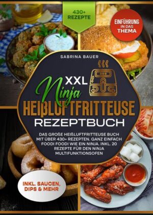 Dieses Heißluftfritteuse-Kochbuch ist voll von köstlichen, leicht zuzubereitenden Rezepten! Mit über 430+ Rezepten zur Auswahl, finden Sie in diesem Kochbuch bestimmt das, wonach Sie suchen... Was versteht man unter einer Heißtluftfritteuse? Die Funktionsweise von Heißluftfritteusen ist einfach zu verstehen. Heiße Luft zirkuliert die von Ihnen eingelegten Lebensmittel. Wie bei jedem anderen Kochvorgang sorgt eine chemische Reaktion, der so genannte Maillard-Effekt, für das farbige Aussehen und den Geschmack der Lebensmittel. Die erhitzte Luft in der Fritteuse enthält feine Öltröpfchen, die den Lebensmitteln die Feuchtigkeit entziehen. Interessanterweise müssen Sie für einen erfolgreichen Garprozess keine große Menge Öl einfüllen. Sie können nur einen Esslöffel verwenden und erhalten knusprige, traditionell frittierte Lebensmittel, die köstlich schmecken. Das Ergebnis ist ein Gericht, das keine ungesunden Fette und Kalorien enthält. Die Funktionen der Ninja Heißluftfritteuse Die Ninja Foodi 2-Korb-Luftfritteuse hat zwei Garkörbe. Sie können die Lebensmittel in zwei Körbe aufteilen und mit der gleichen Temperatur und Garzeit garen. Wenn Sie zwei verschiedene Lebensmittel in zwei Körben garen möchten, stellen Sie für beide Lebensmittel unterschiedliche Temperaturen und Garzeiten ein. Genießen Sie zwei Mahlzeiten zur gleichen Zeit. Die Ninja Foodi 2-Korb-Luftfritteuse hat verschiedene Tasten, die Sie kennen sollten: 1. Air-Fry (Frittieren): Dies ist der Standardmodus. Ein Großteil der aufgeführten Rezepte wird über diesen Modi zubereitet. 2. Bake (Backen): Wenn Sie Ihr Essen backen möchten, drücken Sie einfach die Taste und backen Sie Ihr Essen. 3. Reheat (Aufwärmen): Dies ist ein wichtiger und nützlicher Modus. Sie können Ihre Essensreste wieder aufwärmen. Wenn Sie ein Mittagessen zubereiten und die Reste im Kühlschrank aufbewahren, können Sie sie aufwärmen, indem Sie diesen Modus nutzen. (mehr Informationen finden Sie im Buch)