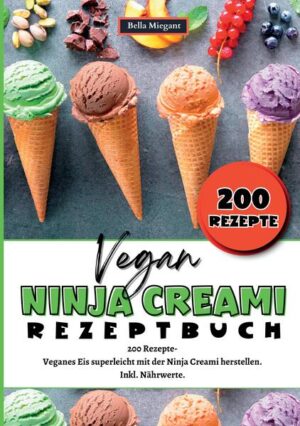 200 Vegane Rezepte für die Ninja Creami. Entdecken Sie die köstliche Welt der veganen Eiskreationen mit der Ninja Creami Eismaschine! In "200 Vegane Rezepte für die Ninja Creami" erwarten Sie eine unglaubliche Vielfalt an Rezepten, die speziell für die innovative Ninja Creami Eismaschine entwickelt wurden. Dieses umfassende Rezeptbuch ist ideal für alle, die die Kunst der veganen Eiszubereitung erlernen und dabei auf gesunde und köstliche Weise genießen möchten. Egal, ob Sie langjähriger Veganer sind oder einfach neugierig auf pflanzliche Alternativen - dieses Buch bietet Ihnen eine Fülle an Inspiration und praktischen Anleitungen. Warum dieses Buch? •Vielfalt der Rezepte: Von klassischen Sorten wie Vanille und Schokolade bis hin zu exotischen Geschmacksrichtungen wie Mango-Ingwer und Matcha - dieses Buch deckt eine breite Palette an Eiskreationen ab. •Gesunde Alternativen: Nutzen Sie pflanzliche Milchsorten wie Mandelmilch, Kokosmilch, Hafermilch, Cashewmilch und Reismilch für leckere und gesunde Eisvariationen. •Einfache Zubereitung: Die Ninja Creami Eismaschine macht die Herstellung von Eis, Sorbets und mehr zum Kinderspiel. Mit detaillierten Schritt-für-Schritt-Anleitungen gelingen Ihnen alle Rezepte mühelos. •Tipps und Tricks: Jedes Rezept enthält nützliche Tipps, um das Beste aus Ihren Zutaten herauszuholen und Ihre Kreationen zu perfektionieren. •Nährwertangaben: Zu jedem Rezept finden Sie genaue Nährwertangaben, damit Sie stets wissen, was in Ihren Eiskreationen steckt.... Gesund und lecker. Dieses Buch zeigt, dass veganes Eis nicht nur eine gesunde, sondern auch eine unglaublich leckere Alternative zu herkömmlichem Eis ist. Durch die Verwendung natürlicher Zutaten und pflanzlicher Milchsorten können Sie den Zuckergehalt kontrollieren und auf künstliche Zusätze verzichten. Genießen Sie gesunde Naschereien, die Ihren Körper mit wichtigen Nährstoffen versorgen.