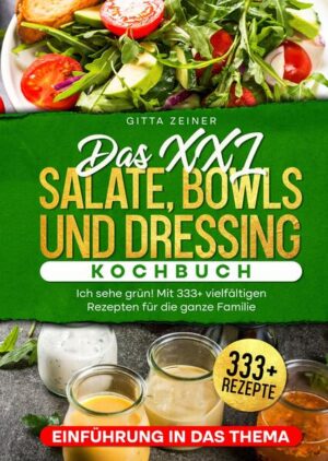 Dieses Salate-Kochbuch ist voll von köstlichen, leicht zuzubereitenden Rezepten! Mit über 333+ Rezepten zur Auswahl, finden Sie in diesem Kochbuch bestimmt das, wonach Sie suchen... Traditionell wurden Salate… ….mit nur wenigen rohen Gemüsesorten wie Gurken, Tomaten, Kohl und Zwiebeln zubereitet und mit einer Prise Salz und einem Spritzer Öl und Essig bestreut. Das hört sich eigentlich gar nicht so schlecht an. Es enthält etwas Fett und ein paar Ballaststoffe, aber irgendwann wurde der Salat zu einem "Diät"-Lebensmittel, bei dem es viele Fehlinformationen über die Inhaltsstoffe und ihren Nährwert gibt. Ich spreche von nährstofflosen, ballaststoffarmen Schüsseln mit Eisbergsalat, verarbeitetem Fleisch und etwas Käse in einem zuckerhaltigen, fettarmen Dressing. Ohne hochwertiges Eiweiß, das die Sättigung fördert, ohne gesunde Fette, die die Aufnahme von Vitaminen und Nährstoffen unterstützen, und mit einem Schwall versteckten Zuckers, der als fettarmes Aroma getarnt ist, ist es kein Wunder, dass Salate einen schlechten Ruf bekommen haben. Lassen Sie uns den schlechten Ruf des Salats ein für alle Mal aus der Welt schaffen, indem wir diese einfachen Schüsseln mit nährstoffreichem, dunklem Blattgemüse aufwerten, den Proteingehalt erhöhen, den Fettgehalt verbessern und etwas Farbe hinzufügen, um den bescheidenen Salat auf ein neues Level zu bringen. 8 Tipps, die Ihren Salat noch schmackhafter machen… 1. Denken Sie daran, achtsam zu essen Entspannen Sie sich, essen Sie langsam und achten Sie auf die Beschaffenheit, den Geschmack und die Gerüche. Denken Sie an die Nahrung, die Sie Ihrem Körper zuführen. Achten Sie auf Ihr Verlangen und die Gefühle, die beim Essen ausgelöst werden. Lernen Sie zu essen, wenn Sie hungrig sind, und aufzuhören, wenn Sie gesättigt sind, und gehen Sie wirklich auf Ihr Verlangen ein. 2. Salat ist nicht gleich Salat Je dunkler die Farbe (und je größer die Vielfalt in der Schüssel), desto besser ist der Nährwert. (mehr Informationen finden Sie im Buch)