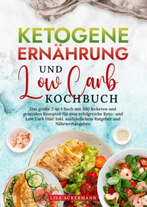 Fragst Du Dich, wie Du eine ketogene oder Low Carb Ernährung ganz einfach in Deinen Alltag integrieren kannst? Möchtest Du gesund abnehmen, ohne auf abwechslungsreiche und leckere Mahlzeiten zu verzichten? Willst Du Deine Ernährung umstellen, um mehr Energie und Wohlbefinden zu erlangen? Dann ist dieses 2-in-1-Kochbuch genau das Richtige für Dich! Es vereint die Vorteile der Low Carb- und ketogenen Ernährung in einem einzigen Buch und gibt Dir alle Werkzeuge an die Hand, die Du für eine erfolgreiche Ernährungsumstellung brauchst. Mit 300 leckeren und gesunden Rezepten, einem umfassenden Ratgeber und vielen praktischen Tipps ist es Dein perfekter Begleiter, um Deine Ziele zu erreichen. Die Vorteile dieses Buches: - Umfassender Ratgeber: Du erhältst nicht nur Rezepte, sondern auch wertvolle Tipps und Basisinformationen, wie Du eine ketogene und Low Carb Ernährung in Deinen Alltag integrieren kannst - ideal für Anfänger und Berufstätige. - 300 einfache und leckere Rezepte: Von Frühstück über Hauptgerichte bis hin zu Snacks und Desserts - entdecke eine breite Palette an Gerichten, die schnell und einfach zubereitet werden können. - Gesund abnehmen und mehr Energie: Die kohlenhydratarme Ernährung hilft Dir, Gewicht zu verlieren und Dich fitter zu fühlen, während Dein Körper mit allen wichtigen Nährstoffen versorgt wird. - Langfristige Ernährungsumstellung: Lerne, wie Du gesunde Gewohnheiten entwickeln und beibehalten kannst, um nachhaltig Deine Ernährung umzustellen und Deine Ziele zu erreichen. Was Dich in diesem Buch erwartet: - Vielfältige Rezepte für jeden Anlass: Ob herzhaft oder süß, für die Arbeit oder einen entspannten Abend zu Hause - dieses Rezeptbuch bietet Rezepte für jede Gelegenheit. - Nährwerte & praktische Kochtipps: Zu jedem Rezept erhältst Du Kalorien- und Nährwertangaben sowie hilfreiche Tipps, um Deine Mahlzeiten optimal zu gestalten. - Mehr Balance und Wohlbefinden: Entdecke, wie die Low Carb- und ketogene Ernährung Dein Wohlbefinden steigern und Deine Lebensqualität nachhaltig verbessern kann. - Genuss ohne Verzicht: Erlebe die kulinarische Vielfalt der Low Carb- und ketogenen Küche und lege den Grundstein für ein gesünderes und ausgewogenes Leben. Hol Dir jetzt dieses Kochbuch und starte in ein genussvolles und gesundes Leben mit der Low Carb und ketogenen Ernährung!