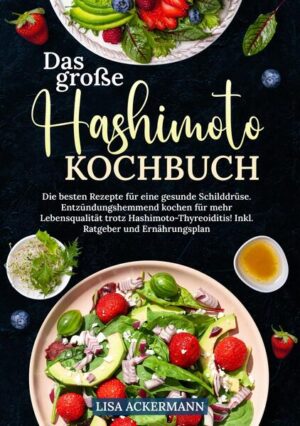 Hast Du es satt, dass Dich die Symptome von Hashimoto im Alltag ständig einschränken? Möchtest Du endlich erfahren, wie Du Deine Beschwerden durch eine gezielte Ernährung unter Kontrolle bekommst? Suchst Du nach einfachen und schnellen Rezepten, die Dir helfen, Dich trotz Hashimoto gesund und genussvoll zu ernähren? Dann ist dieses Kochbuch genau das Richtige für Dich! Weltweit leiden immer mehr Menschen an Hashimoto-Thyreoiditis, doch das bedeutet nicht, dass Du Deine Lebensqualität einschränken musst. Neben köstlichen Rezepten bietet Dir dieses Buch einen umfassenden Ratgeber, der Dir Schritt für Schritt zeigt, wie Du Deine Ernährung optimal auf Deine Hashimoto-Erkrankung abstimmen kannst - für ein beschwerdefreies Leben ohne Verzicht. Die Vorteile dieses Buches: - Spürbare Linderung: Erfahre, wie Du durch eine gezielte Ernährung Müdigkeit, Gewichtszunahme und andere typische Symptome reduzierst. - Schnelle und einfache Rezepte: Auch mit wenig Zeit kannst Du im Handumdrehen köstliche, gesunde Mahlzeiten zaubern, die Deine Schilddrüse unterstützen. - Langfristige Erfolge: Mit einer bewussten Ernährungsweise kannst Du langfristig Deine Beschwerden kontrollieren und Deine Lebensqualität verbessern. - Ohne Verzicht: Genieße abwechslungsreiche und leckere Gerichte, die Dich satt und zufrieden machen, ohne Deine Gesundheit zu belasten. Was Dich in diesem Buch erwartet: - Alltagstaugliche Rezepte: Von Frühstück über vegetarische Gerichte bis hin zu Abendessen und vieles mehr - entdecke eine Vielzahl an Rezepten, die schnell und einfach zubereitet sind. - Umfassender Ratgeber: Neben Rezepten enthält das Buch wertvolle Informationen über die Hashimoto-Erkrankung, wie Du Deine Ernährung anpassen kannst und welche Lebensmittel besonders hilfreich oder problematisch sind. - Schilddrüsenüber- & Unterfunktion verstehen: Erfahre wichtige Informationen über die typischen Symptome beider Funktionsstörungen. - Ernährungsplan für Hashimoto: Erhalte einen klaren Plan, wie Du Deine Ernährung anpassen kannst, um Deine hormonelle Balance wiederherzustellen und Deine Beschwerden zu lindern. Sichere Dir jetzt Dein Exemplar und starte noch heute in ein beschwerdefreies Leben!