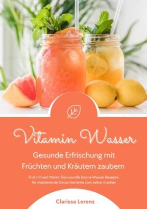 Vitamin Wasser: Gesunde Erfrischung mit Früchten und Kräutern zaubern (Fruit Infused Water: Genussvolle Aroma-Wasser Rezepte für vitalisierende Detox-Getränke zum selber machen) In diesem Buch findest du: • Aroma-Wasser selber machen: Frische Rezepte mit Früchten und Kräutern. • Elektrolyte & Hydration: Wie Vitamin-Wasser deinen Körper optimal unterstützt. • Gesundheits-Boost: Entdecke die Vorteile von Ananas, Beeren, Zitronen und mehr. • Kräuterkraft: Nutze Basilikum, Minze, Lavendel und andere Kräuter für mehr Wohlbefinden. • Detox-Rezepte: Trink dich fit und entgifte auf natürliche Weise. • Sportgetränke: Vitamine und Mineralien für maximale Leistung. • Gesunde Trinkgewohnheiten: Tipps für eine optimale Flüssigkeitszufuhr. Tauche mit mir in die Welt des gesunden Genusses ein! In „Vitamin Wasser: Gesunde Erfrischung mit Früchten und Kräutern zaubern“ entdeckst du, wie du mit einfachen Rezepten dein eigenes vitaminreiches Wasser herstellen kannst. Ich biete eine Fülle von Ideen für erfrischende und gesunde Getränke. Meine Rezepte für Vitamin-Wasser sind nicht nur lecker, sondern auch leicht zuzubereiten. Kreiiere dein aromatisiertes Wasser, das nicht nur gut schmeckt, sondern auch deine Hydration auf geschmackvolle Weise verbessert. Mit meinen DIY Vitamin-Wasser-Rezepten, die natürliche Aromen verwenden, verwandelst du deine Durstlöscher in gesunde Infused Water-Getränke. Egal, ob du nach vitalstoffreichem Wasser suchst, um deine Energie zu steigern, oder nach kalorienarmen Erfrischungen suchst, meine Rezepte bieten dir vielfältige Optionen. Bereite fruchtiges Wasser mit natürlichen Aromen zu oder entscheide dich für vitaminreiche Erfrischungsgetränke, um deine gesunde Flüssigkeitszufuhr zu gewährleisten. Mit Wasser, das mit Früchten und Kräutern angereichert ist, verleihst du deiner Ernährung und Hydration eine neue Dimension. Diese Vitamin-Wasser-Rezepte sind perfekt für Sportler, die nach Sportgetränken mit Vitaminen suchen. Gönne dir Wellness-Getränke, die nicht nur köstlich sind, sondern auch gut für dich. Erlebe die Freude an der Zubereitung von selbstgemachtem Vitamin-Wasser und erfrische dich mit gesunden Getränken, die deinem Körper guttun. Ich zeige dir, wie du Wasser mit Geschmack genießen kannst, ohne zusätzliche Kalorien aufnehmen zu müssen. Entdecke gemeinsam mit mir die Welt von Vitamin-Wasser und mache deine Flüssigkeitszufuhr zu einem Genuss!