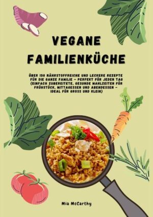 Vegane Familienküche: Über 150 nährstoffreiche und leckere Rezepte für die ganze Familie - Perfekt für jeden Tag (Einfach zubereitete, gesunde Mahlzeiten für Frühstück, Mittagessen und Abendessen - Ideal für Groß und Klein) Als Ernährungsberaterin weiß ich, wie wichtig es ist, gesunde und schmackhafte Gerichte für die ganze Familie zuzubereiten. In der „Veganen Familienküche“ teile ich mit dir über 150 kreative, pflanzliche Rezepte, die nicht nur nährstoffreich, sondern auch einfach zuzubereiten sind. Dieses Buch zeigt dir, wie du eine gesunde vegane Ernährung in deinen Alltag integrieren kannst - egal, ob für das Frühstück, Mittagessen oder Abendessen. Was dich in diesem Buch erwartet: • Der Weg zum Veganismus: Beginne deine Reise zu einer pflanzlichen Ernährung und entdecke die vielfältigen Gründe, warum dieser Lebensstil so wertvoll ist. Ich gebe dir Tipps und Anleitungen, wie du diesen Schritt erfolgreich gestalten kannst. • Wichtige Nährstoffe: Erfahre alles über die Bedeutung von Omega-3-Fettsäuren, Vitamin D, Kalzium und pflanzlichen Proteinen in deiner Ernährung. Ich helfe dir, Nährstoffmängel zu vermeiden, sodass du dich rundum wohlfühlen kannst. • Einfache und köstliche Rezepte: Lass dich von über 150 abwechslungsreichen Rezepten inspirieren, die von frischen Salaten bis zu herzhaften Hauptgerichten reichen. Jedes Rezept wurde mit dem Ziel entwickelt, sowohl Kindern als auch Erwachsenen zu schmecken. • Tipps für den Alltag: Ich teile praktische Ratschläge, wie du hochwertige Ersatzprodukte auswählst und deinen Speiseplan optimal gestaltest. Egal, ob du zu Hause, im Büro oder unterwegs bist - ich zeige dir, wie du Veganismus mühelos in deinen Alltag integrieren kannst. • Für Groß und Klein: Ob du bereits vegan lebst oder gerade erst anfängst - in diesem Buch findest du Rezepte, die einfach zuzubereiten sind und das Familienessen bereichern. Mit der „Veganen Familienküche“ bringst du nicht nur Abwechslung und Freude auf den Tisch, sondern auch gesunde, schmackhafte und nährstoffreiche Gerichte für jeden Tag. Lass dich von der veganen Küche inspirieren und entdecke, wie einfach es sein kann, eine gesunde Ernährung für die ganze Familie zu gestalten!