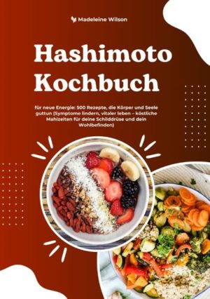 Hashimoto Kochbuch für neue Energie: 500 Rezepte, die Körper und Seele guttun (Symptome lindern, vitaler leben - köstliche Mahlzeiten für deine Schilddrüse und dein Wohlbefinden) Als Ernährungsberaterin weiß ich, wie wichtig die richtige Ernährung bei Hashimoto ist. Die gezielte Auswahl von Lebensmitteln kann dazu beitragen, Symptome zu lindern und dir mehr Energie für den Alltag zu geben. In diesem Hashimoto-Kochbuch habe ich 500 Rezepte zusammengestellt, die speziell für Menschen mit Hashimoto-Thyreoiditis entwickelt wurden. Du lernst, wie du durch einfache, schmackhafte Gerichte deine Gesundheit positiv beeinflussen kannst, ohne auf Genuss zu verzichten. Das Buch bietet eine große Vielfalt an Rezepten - von nährstoffreichen Frühstücken und sättigenden Hauptgerichten bis hin zu gesunden Snacks und köstlichen Desserts. Jedes Rezept ist leicht nachzukochen und verwendet Zutaten, die deiner Schilddrüse guttun und helfen, Entzündungen im Körper zu reduzieren. Zudem erhältst du wertvolle Informationen darüber, welche Nährstoffe wichtig sind und wie sie dein Wohlbefinden fördern. Du wirst entdecken, dass eine Ernährungsumstellung kein Verzicht bedeuten muss. Im Gegenteil: Mit der richtigen Lebensmittelauswahl kannst du köstlich und gesund essen und gleichzeitig deinem Körper etwas Gutes tun. Ob du erst kürzlich die Diagnose Hashimoto erhalten hast oder bereits länger mit der Erkrankung lebst - dieses Buch unterstützt dich dabei, die passende Ernährung für dich zu finden und erfolgreich umzusetzen. Highlights des Buchs • 500 speziell entwickelte Rezepte für jede Mahlzeit des Tages, die deinen Körper unterstützen • Ernährungstipps und Einkaufslisten für entzündungshemmende Lebensmittel, die einfach in deinen Alltag integriert werden können • Gesund genießen ohne Verzicht - einfache Ideen für jede Mahlzeit des Tages • Einfache Schritt-für-Schritt-Anleitungen - ideal auch für Einsteiger geeignet • Praktische Hinweise zu Nährstoffen und Zutaten, die deine Schilddrüse und dein Immunsystem stärken Starte deinen Weg zu mehr Wohlbefinden - ich begleite dich Schritt für Schritt und zeige dir, wie du mit diesen Rezepten frische Energie in dein Leben bringst!