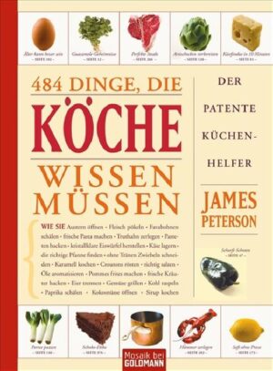 Sautieren, tranchieren, dressieren, filetieren - so geht's! Was viele Kochbuchautoren einfach voraussetzen, wird von Meisterkoch James Peterson - endlich - genau erklärt. In 484 knackigen Stichwörtern verrät er Basics, Tipps, Tricks und Techniken zu Handwerkszeug, Garmethoden, Zubereitungsarten und vielem mehr. Garniert wird das Ganze mit Dutzenden leckeren Rezeptideen, kleinen Küchengeheimnissen und über 500 brillanten Farbfotos. So wird der Lammrücken zum Fest, die Mousse zum Gedicht und der Hobbykoch zum Chef de Cuisine. * Da staunt auch der Profi! * Basiswissen für die Küche - step-by-step erklärt