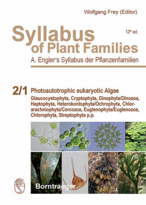Honighäuschen (Bonn) - Part 2/1 of Engler's Syllabus of Plant Families - Photoautotrophic eukaryotic Algae* (except Rhodobionta) [Glaucocystophyta, Cryptophyta, Dinophyta/Dinozoa, Haptophyta, Heterokontophyta/Ochrophyta, Chlorarachniophyta/Cercozoa, Euglenophyta/Euglenozoa, Chlorophyta, Streptophyta p.p.] provides a thorough treatise of the world-wide morphological and molecular diversity of the photoautotrophic eukaryotic Algae (The Rhodobionta will be treated in Part 2/2). Recent DNA sequence data and advances in phylogenetic analysis brought tremendous changes to the interpretation of evolutionary relationships in every taxonomic rank, even in the lowermost plant groups. As in Part 1/1 (Blue-green Algae, Myxomycetes and Myxomycete-like organisms, Phytoparasitic protists, Heterotrophic Heterokontobionta and Fungi p.p.) and Part 3 of the Syllabus (Bryophytes and seedless Vascular Plants) the authors followed the tradition of A. Engler with morphological-anatomical data, but are now incorporating the results from molecular phylogenies. This up-to-date overview of the photoautotrophic eukaryotic Algae will be of service in the reference literature for a long time. *Included are heterotrophic genera, e.g., species of dinoflagellates and euglenids.