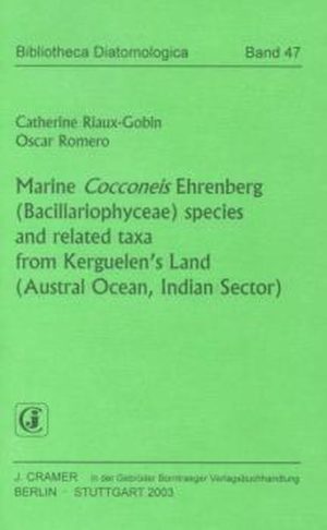 Honighäuschen (Bonn) - Recent marine species of Cocconeis Ehrenberg, and related taxa (Bacillariophyceae) from sub-Antarctic Kerguelen Islands sediments (Indian sector of the Austral Ocean) were analyzed. Predominant and fast?growing macroalgae cover [kelp, mainly Macrocystis pyrifera (Linné) and Durvillaea antarctica (Chamisso in Choris)] favored epiphytism, and give an opportunity for attached genera to proliferate and develop a large diversity. Based on material collected during four austral summers between 1985 and 1992, almost 40 Cocconeis and some related taxa were described. Several of them are new for these Austral localities (cf. Taxa Index), while others remain taxonomic uncertainties. The diversity was particularly high under the M. pyrifera canopy. Some species were found as epiphytes on larger diatoms, while other very tiny taxa were predominantly epipsammic. Some taxa exhibited a wide range of dimensions as well as variability in their ornamentation. Communities were different at each locality, in relation with tidal variation, macroalgal canopy, or presence of mussel beds. Some of Cocconeis species are ubiquitous, whereas others seem so far to be endemic or restricted to these Austral islands. Cocconeis scutellum Ehrenberg and its varieties are dominant in a large range of subtidal sediments. C. fasciolata (Ehrenberg) Brown or C. stauroneiformis (W. Smith) Okuno are also important components. Some taxa were wrongly identified or poorly illustrated by earlier authors, so that this study clarifies several taxonomic uncertainties. The scanning electron microscopy (SEM) was used to illustrate each taxon. Descriptions based on SEM, and light microscopy, when possible, are presented. Specificities of the Austral diatom flora and particularly those of Kerguelen?s Land are emphasized.