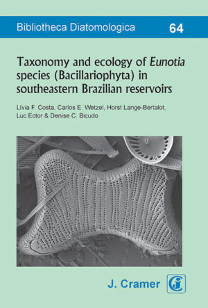 Honighäuschen (Bonn) - This volume provides an image-rich documentation of the morphology and ultrastructure of Eunotia species from southeastern Brazil, including description of new taxa and restudy of some original materials. Moreover, it represents the fi rst combination of taxonomic and ecological approaches to the study of Eunotia in tropical and subtropical regions. The materials studied included samples from distinct habitats (planktonic, periphytic and surface sediment) collected from 32 reservoirs of southeastern Brazil. Eighty-seven Eunotia species are illustrated with light and scanning electron microscopy on 108 plates and compared with other similar taxa. Among these, 13 taxa are reported here for the first time in Brazil, and 15 new taxa are described. Morphometric features of all taxa are described and compared with data from the literature. The ecological preferences (optima) of 19 taxa were calculated for nutrients (total phosphorus and total nitrogen), pH and conductivity. A comprehensive sample table with reservoirs, drainage basins, geographic coordinates and herbarium numbers as well as an extensive reference list complete the volume.The results of this work confirm the ecological preference of the genus for clean waters (ultraoligo- to mesotrophic). Two species (E. rhomboidea Hustedt and Eunotia maconi sp. nov.) were associated with eutrophic waters. This survey of Eunotia species from southeastern Brazil is of general interest to all readers working on diatoms.