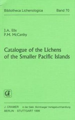 Honighäuschen (Bonn) - Publication details and bibliographic and distributional information are provided for the lichens of 33 island groups and isolated islands in the Pacific Ocean between latitudes 40°N and 40°S. A total of 280 genera are listed, with 2189 accepted species and intraspecific taxa and 1425 synonyms