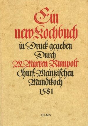 "Zu den wenigen Prachtausgaben der Kochbuchliteratur gehört"Ein new Kochbuch" von Marx Rumpolt, Mundkoch am Hof des Mainzer Kurfürsten. Das mit fast 2000 Rezepten, Ratschlägen und Tips zur Kellermeisterei und rund 150 Holzschnitten von Jost Ammann u.a. reich illustrierte Kompendium war erstmals 1581 in Frankfurt erschienen: wegen seiner Abbildungen von Festtafeln und Küchenszenen, seiner Beschreibungen der höfischen, bürgerlichen und bäuerlichen Eßgewohnheiten sowie der Zubereitungsarten der diversen Tiere gilt das Werk als kulturgeschichtliches Dokument ersten Ranges."