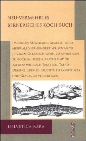 Seit Kochrezepte in Buchform gesammelt wurden, unterschieden sie sich in der Art ihrer inhaltlichen Zusammenstellung. Zuweilen verfolgten die Autoren ein enzyklopädisches Interesse mit Anspruch auf Vollständigkeit ihres Materials. Hinzu kam häufig ein klar erkennbares Ordnungsprinzip, bei dem beispielsweise Rücksicht auf die Jahreszeiten oder bestimmte Zubereitungsweisen genommen wurde. Das „Neu-vermehrte Bernerische Koch-Buch“ von 1796 ist ein Musterbeispiel seiner Gattung und entstand in einer Zeit, in der sich Kochbücher längst auch an die Hausfrauen in Privathaushalten richteten. Erkennbar ist dies auch daran, dass die meisten seiner Rezepte mit genauen Mengenangaben versehen sind, während ältere Kochbücher für die höfischen Stände noch darauf verzichteten. Das Kochbuch aus Bern umfasst über vierhundert Speisen, die nach Gerichten geordnet sind: Suppen, Fleischspeisen, Fischgerichte, Wild, Pasteten und Soßen. Einen umfangreichen Schwerpunkt bilden Desserts, Marmeladen und Eisspeisen, die die Kreativität und Phantasie der Köche schon zu damaligen Zeiten in besonderer Weise herausforderten. Ever since culinary recipes have been collected in books these have varied in the presentation of their content. Sometimes authors have pursued an encyclopaedic interest, claiming to present a comprehensive collection of material. This approach was often combined with a clearly recognisable organisational principle, taking account of, for example, different seasons or specific methods of preparation. The Neu-vermehrtes Bernerisches Koch-Buch of 1796 is a model of its genre and comes from a period when cookery books had long been aimed at the ordinary classes and at housewives in private homes. This is evident from the fact that most of its recipes which were usually lacking in older cookery books for courtly establishments. The cookery book from Bern includes over four hundred dishes, arranged by type: soups, meat dishes, fish dishes, game, pies and sauces. There is a comprehensive focus on desserts, preserves and ices, which offered a challenge to the contemporary cook’s creativity and imagination. Ever since culinary recipes have been collected in books these have varied in the presentation of their content. Sometimes authors have pursued an encyclopaedic interest, claiming to present a comprehensive collection of material. This approach was often combined with a clearly recognisable organisational principle, taking account of, for example, different seasons or specific methods of preparation.