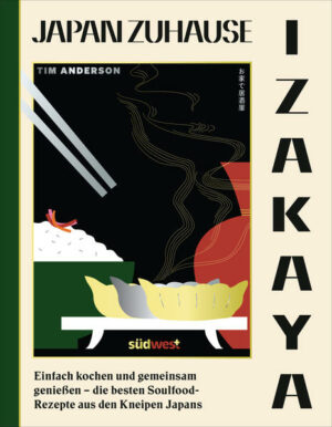 Geselliger Genuss - Izakaya Tim Anderson entführt uns in seinem neuen Buch in die »Izakayas«, das sind, salopp übersetzt, die typisch japanischen Kneipen. Ursprünglich waren es einfache Sake-Läden, in denen man nicht nur trinken, sondern auch rasch etwas essen konnte  man könnte sie auch mit den spanischen Tapas-Bars vergleichen. Serviert werden authentische Gerichte mit unglaublich viel Geschmack, die in geselliger Runde genossen werden. Das Buch enthält über 100 Rezepte, alle in typischer Tim Anderson-Manier unwiderstehlich japanisch-europäisch interpretiert.Von Radieschen-Brunnenkresse-Salat über würzigen Sesam-Ramen-Salat bis hin zu Udon-Carbonara mit Speck-Tempura sind die Rezepte nicht nur echte Hingucker, sondern auch super einfach zuzubereiten. Man braucht dafür weder spezielles Kochgerät noch komplizierte Zutaten. Phantasievolle Desserts und Cocktails dürfen natürlich nicht fehlen  der japanischen Home-Party steht nichts mehr im Weg! Das perfekte Buch für alle, die mit minimalem Aufwand und maximalem Spaß für sich, Familie und Freunde japanisch kochen wollen. Ausstattung: ca. 150 farbige Fotos "IZAKAYA" ist erhältlich im Online-Buchshop Honighäuschen.
