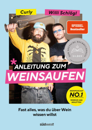 Darauf trink ich! Ausgezeichnet mit dem Deutschen Kochbuchpreis Silber 2023 Willi Schlögl ist einer der besten Sommeliers im deutschsprachigen Raum und vielfach ausgezeichnet (Sommelier des Jahres) und betreibt in Berlin Mitte die Weinbar "Freundschaft". Zusammen mit dem Rapper Curly veröffentlicht er den erfolgreichsten Wein-Podcast in deutscher Sprache. In "Terroir & Adiletten" sprechen die beiden jede Woche 90 Minuten lang über alle Themen rund um den Wein mit Gästen wie renommierten Winzer*innen oder Prominenten wie Spitzenkoch Tim Raue oder Bestseller-Autorin Sophie Passmann. Der Podcast ist stets in den Top-5 der Food-Podcasts (100.000 monatliche Abrufe). Das Markenzeichen von Terroir & Adiletten: frech, spontan, aber stets mit handfesten Tipps rund ums Thema Wein. Das aufwändig gestaltete Hardcover ist mit einem Lesebändchen versehen. Ausstattung: circa 30 farbige Abbildungen