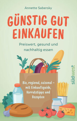 Gut essen muss nicht teuer sein Nachhaltig, lecker und gesund essen kann selbst in Zeiten von Preissteigerungen günstig sein: Wer seine Ernährung auf regional, saisonal und vorwiegend pflanzenbasiert umstellt, lebt nicht nur länger und gesünder, sondern schont auch den Geldbeutel und leistet einen Beitrag, damit es uns allen und der Welt, in der wir leben, besser geht. Tiergerecht, fair, pro Umwelt und mit Genuss essen - dieses Buch zeigt, wie es geht. Die Schlüsselelemente dabei sind: pflanzenbasiert denken, Selbermachen statt Fertigprodukte kaufen, Bio-Basics immer im Haus haben, regional und saisonal einkaufen. Und die Preisfallen kennen, die das Einkaufen üblicherweise teuer machen. Neben geballtem Wissen zum Thema nachhaltige, preiswerte und gesunde Ernährung bietet das Buch einen ausführlichen Praxisteil, um das eigene Einkaufs- und Essverhalten dauerhaft positiv umzuprogrammieren, viele leckere Rezepte inklusive. Alle Empfehlungen wurden von Ernährungs- und Bio-Food-Expertin Annette Sabersky getestet. Sie lebt selbst preisbewusst, bio und gesund, dazu liebt sie gutes Essen. In seinem Vorwort unterstreicht Dr. Markus Keller, der erste Professor für Vegane Ernährung und Vater von vier Kindern, die Vorteile von pflanzlichem Essen. Der ultimative Guide für alle, die gesund und nachhaltig essen und trotzdem sparen wollen Umfangreicher Praxisteil mit Einkaufsführer, Tipps zum Selbermachen, Meal-Prep-Plänen und Empfehlungen für die Vorratshaltung Vorwort von Dr. Markus Keller, Deutschlands Experte Nummer eins für pflanzenbasierte Ernährung Ausstattung: ca. 50 farbige Grafiken und Illustrationen