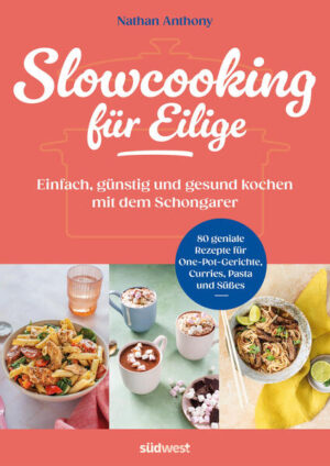 Super easy kochen mit dem Slowcooker Ein Slowcooker ist der perfekte Partner im stressigen Alltag zwischen Büro, Schule und Terminen. Er wird morgens mit Zutaten befüllt und erwartet uns abends mit einer fertigen, warmen Mahlzeit. Die langsame Zubereitung bei niedrigen Temperaturen ermöglicht das vitaminschonende Garen von zarten, saftigen Gerichten, spart Energie und kitzelt das volle Aroma aus alltäglichen Zutaten. Von Nudelgerichten über Risottos und Currys bis hin zu Familiengerichten bietet dieses Buch 80 einfache Rezepte für jeden Tag der Woche. Täglich frisch und gesund zu kochen war noch nie so entspannt. Morgens in 15 Minuten vorbereiten, abends genießen Ideal für Eilige und Anfänger: alltägliche Zutaten, einfache Zubereitung, maximaler Geschmack Aus aller Welt: von asiatischen Gerichten über Tex Mex und American Burger bis zur italienischen Küche 80 moderne Rezepte, die für jedes Modell und alle Topfgrößen geeignet sind Ausstattung: ca. 80 Farbfotos