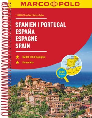 Der MARCO POLO Reiseatlas zeichnet sich durch moderne Kartographie aus und bildet Spanien und Portugal im optimalen Maßstab 1:300 000 ab. Mit Highlights aus Kultur und Natur und landschaftlich schönen Strecken wird dein Roadtrip damit zum echten Erlebnis. Länder- und Reiseinformationen bewahren dich vor dem Knöllchen