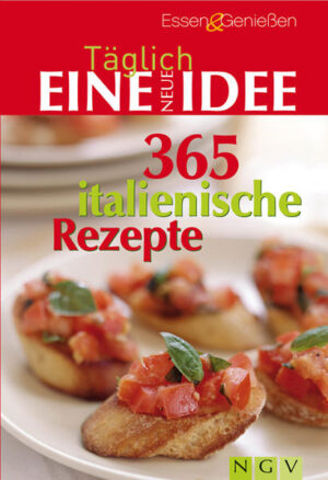 So schmeckt La Dolce Vita. Pizza, Pasta, Risotto – das sind die Exportschlager der Cucina Italiana. Dabei hat die Küche Italiens doch so viel mehr zu bieten! Aromatische Antipasti und Suppen, Herzhaftes mit Fleisch, Fisch und Meeresfrüchten, köstliche Kreationen mit Pasta und Reis, knusprige Pizzen und himmlische Süßspeisen – mit unseren 365 verlockenden Rezepten kommt jeder Liebhaber der italienischen Küche voll auf seine Kosten, und das Tag für Tag. Bewährte Klassiker, leckere Lieblingsgerichte und raffinierte Spezialitäten der italienischen Küche in einer einzigartigen Zusammenstellung. Regionale Spezialitäten von Vorspeisen und Suppen über Fleisch und Fisch, Gemüse und Pizza bis zu Süßspeisen und Desserts. Kompakt, handlich, durchgängig vierfarbig mit brillanten Foodfotos. Da ist die Urlaubsstimmung garantiert!