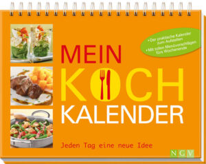 Dieser brillant bebilderte Kalender bietet eine komplette Kochrezeptsammlung für das ganze Jahr: internationale und unkomplizierte Rezepte für jeden Werktag, ein Menüvorschlag für jedes Wochenende sowie drei Festtagsmenüs für Ostern, Weihnachten und Silvester. Zu jedem Gericht gibt es ein Farbfoto, eine detaillierte Kochanleitung und hilfreiche Tipps. Die hochwertige Ausstattung ermöglicht ein stabiles Aufstellen des Kalenders. Dank diesem praktischen Begleiter bleibt Ihre Frage „Was koche ich heute?“ nie mehr unbeantwortet.