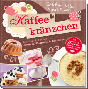 Kaffee, Kuchen & gute Laune - Die besten Rezepte für einen unvergesslichen Nachmittag: Teilchen, Törtchen und Pralinen, Kuchen und Torten sowie die passenden Getränke - Himmlisches für Kuchenplatte und Etagere: Von Aprikosen-Ricotta-Törtchen und Cupcakes mit Schokocreme über Rüblitorte mit Nüssen und Himbeer-Tarte mit Mascarpone bis zu Cappuccino-Konfekt und würzigem Zimt-Kaffee - Liebevolles Layout, jedes Rezept mit gut verständlicher Schritt-für-Schritt-Anleitung und brillantem Farbfoto, wattierter Einband. Mit ein paar guten Freundinnen den Nachmittag verplaudern und herrlich süße Leckereien naschen – so ein Kaffeekränzchen kommt doch nie aus der Mode! Die besten Rezepte für alles, was zu einem richtigen Kaffeeklatsch dazugehört, sind in diesem Buch versammelt. Ob Aprikosen-Ricotta-Törtchen, Cupcakes mit Schokocreme, Himbeer-Tarte mit Mascarpone oder würziger Zimt-Kaffee – mit diesen Leckereien auf der Kaffeetafel ist ein unvergesslicher Nachmittag gewiss! Zudem machen sein liebevoll gestaltetes Layout und seine hochwertige Ausstattung dieses Backbuch zu einem zauberhaften Mitbringsel und Geschenkbuch.