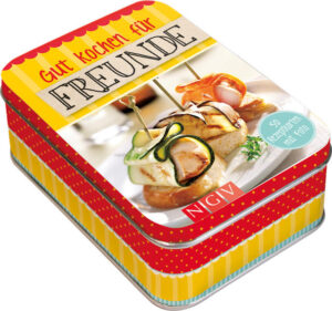 Für das perfekte Dinner mit Freunden - 50 farbige Rezeptkarten und 1 Übersichtskarte in einer liebevoll gestalteten Metallbox mit praktischen Rezeptideen für jeden Anlass und Geschmack - Mit brillanten Farbfotos zu jedem Rezept, ausführlichen Schritt-für-Schritt-Anleitungen und genauen Zeit- und Nährwertangaben - Abwechslungsreiche Gerichte und Partysnacks für einen gelungenen Abend mit Freunden – von Rinderfilet mit Maronen bis zu Rotweinbirnen mit Schokoladensahne - Kulinarische Köstlichkeiten für das perfekte Dinner: herzhaft Rustikales, leckere Häppchen und verführerische Desserts Gutes Essen darf bei einem schönen Abend mit Freunden nicht fehlen – mit unseren abwechslungsreichen Rezeptideen ist für jeden Anlass und Geschmack etwas dabei: kulinarische Köstlichkeiten für das perfekte Dinner, herzhaft Rustikales für gemütliche Runden, leckere Häppchen für Partysnacks oder verführerische Desserts für Naschkatzen! In dieser liebevoll gestalteten Box finden Sie 1 Übersichtskarte mit Abkürzungsverzeichnis und Register sowie 50 praktische Rezeptkarten – jede mit brillantem Farbfoto, ausführlicher Schritt-für-Schritt-Anleitung und genauen Zeit- und Nährwertangaben. Freuen Sie sich auf Rinderfilet mit Maronen oder Rotweinbirnen mit Schokoladensahne und entdecken Sie neue Lieblingsrezepte!