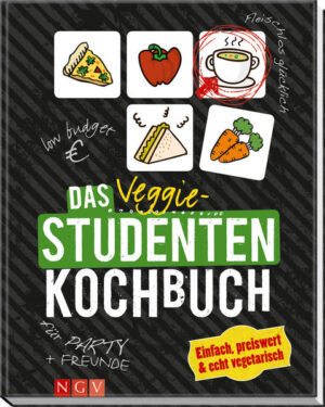 Fleischlos kochen ohne Mensa - 77 vegetarische Rezepte für den Studentenalltag: unkompliziert, schnell, preiswert, gesund und vor allem lecker! - Die besten Fleischlos-Rezepte für alle Fälle: Leckeres für zwischendurch und unterwegs, schnelle Ideen für jeden Tag, Sattmacher für größere Runden, Angebergerichte und Süßes für die Seele - Jedes Rezept mit gut verständlicher Schritt-für-Schritt-Anleitung und brillantem Food-Foto, viele Rezepte mit Tipps, Tricks, Infos und Variationsvorschlägen – perfekt auch für Kochanfänger Keine Lust mehr auf Mensa-Essen, aber jeden Tag Fertig-Pizza ist auch langweilig? Dann kocht doch einfach selbst! Die Rezepte in diesem Buch sind allesamt leicht nachzukochen, passen problemlos ins studentische Budget und erfordern keine perfekt ausgestattete Hightech-Küche. Und ganz klar: Fleisch wird bei unseren schmackhaften Veggie-Rezepten garantiert keiner vermissen! Ob leckere Sandwiches und Salate für unterwegs und zwischendurch, schnelle Suppen und Pasta für jeden Tag, Sattmacher für größere Runden, Angebergerichte für den besonderen Anlass oder Süßes für die Seele – für jede Tageszeit und Gelegenheit ist das richtige vegetarische Gericht dabei! Die ausführlichen Anleitungen und vielen Tipps machen es auch Kochanfängern leicht, das fröhliche Layout und die appetitlichen Bilder machen gleich Lust aufs Ausprobieren.