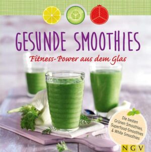 Trinken Sie sich gesund! ♥ 50 einfache, abwechslungsreiche Rezepte, die ohne viel Aufwand schnell zubereitet sind ♥ Mit Grünen Smoothies, Superfood-Smoothies und einem Extra-Kapitel zu den trendigen White Smoothies, die durch rohe ungesättigte Fettsäuren den Körper sanft entgiften ♥ Mit vielen Tipps und Ergänzungen, um die Smoothies mit weiteren Nährstoffen anzureichern Rohkost essen war gestern, heute greift man zum Smoothie! Die cremigen Getränke aus Gemüse und Obst sind reich an Vitaminen, Mineralien und Spurenelementen, sättigen und liefern viel Energie für Körper und Geist. Das ist die optimale Ergänzung für alle, die sich bewusst und ausgewogen ernähren wollen. In dieser umfangreichen Sammlung finden Sie 50 Rezepte zu Grünen und Superfood-Smoothies, die durch wertvolle Zutaten wie Spinat, Grünkohl, Brokkoli, Goji-Beeren, Granatapfel und Cranberries die Gesundheit besonders fördern. In einem Extra-Kapitel werden die neuen, trendigen White Smoothies vorgestellt, die durch rohe gesättigte Fettsäuren den Körper sanft entgiften und den Wasserhaushalt regulieren. Dank Kokosfett, Rohmilchbutter oder wertvolle Nuss-Saaten-Mischungen trinken Sie sich einfach gesund und unterstützen Ihren Körper optimal mit vielen wichtigen Nährstoffen.